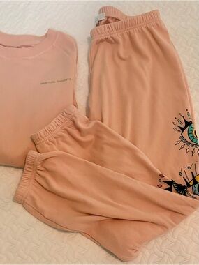 Spiritual Gangster Pink Evil Eye Old School Sweatshirt(small) & Sweatpants (Med)